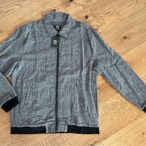 PX Clothing Men’s Gray Herringbone Zip Jacket Size XXL Cotton NWT